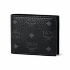 MCM Visetos Classic Men's Bifold Wallet | Short Leather Folding Wallet in Black — Designer Monogram Card Holder for Him