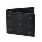 MCM Visetos Classic Men's Bifold Wallet | Short Leather Folding Wallet in Black — Designer Monogram Card Holder for Him