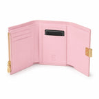 MCM Patricia Visetos Trifold Wallet | Small Leather Flap Wallet in Pink — Designer Monogram Card Holder Purse for Women