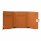 MCM Patricia Visetos Trifold Wallet | Small Leather Flap Wallet in Cognac — Designer Monogram Card Holder Purse for Women