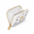 MCM Visetos Classic Small Zip Wallet | Compact Coin Purse & Card Holder in White — Designer Monogram Leather Accessory for Women