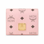 MCM Patricia Visetos Trifold Wallet | Small Flap Wallet in Pink — Designer Monogram Leather Card Holder & Purse for Women