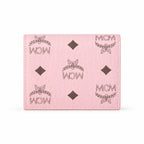 MCM Patricia Visetos Trifold Wallet | Small Flap Wallet in Pink — Designer Monogram Leather Card Holder & Purse for Women