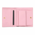 MCM Patricia Visetos Trifold Wallet | Small Flap Wallet in Pink — Designer Monogram Leather Card Holder & Purse for Women