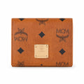 MCM Patricia Visetos Trifold Wallet | Small Leather Flap Wallet in Cognac — Designer Monogram Card Holder & Purse for Women