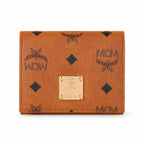 MCM Patricia Visetos Trifold Wallet | Small Leather Flap Wallet in Cognac — Designer Monogram Card Holder & Purse for Women