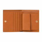 MCM Patricia Visetos Trifold Wallet | Small Leather Flap Wallet in Cognac — Designer Monogram Card Holder & Purse for Women