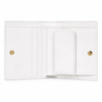 MCM Patricia Visetos Trifold Wallet | Small Leather Flap Wallet in White — Designer Monogram Card Holder & Purse for Women