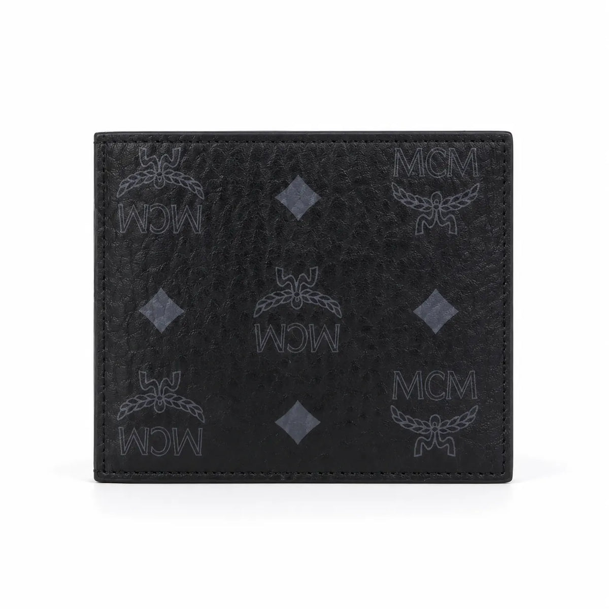 MCM Visetos Classic Bifold Wallet | Slim Leather Folding Wallet in Black — Designer Monogram Card Holder for Men & Women