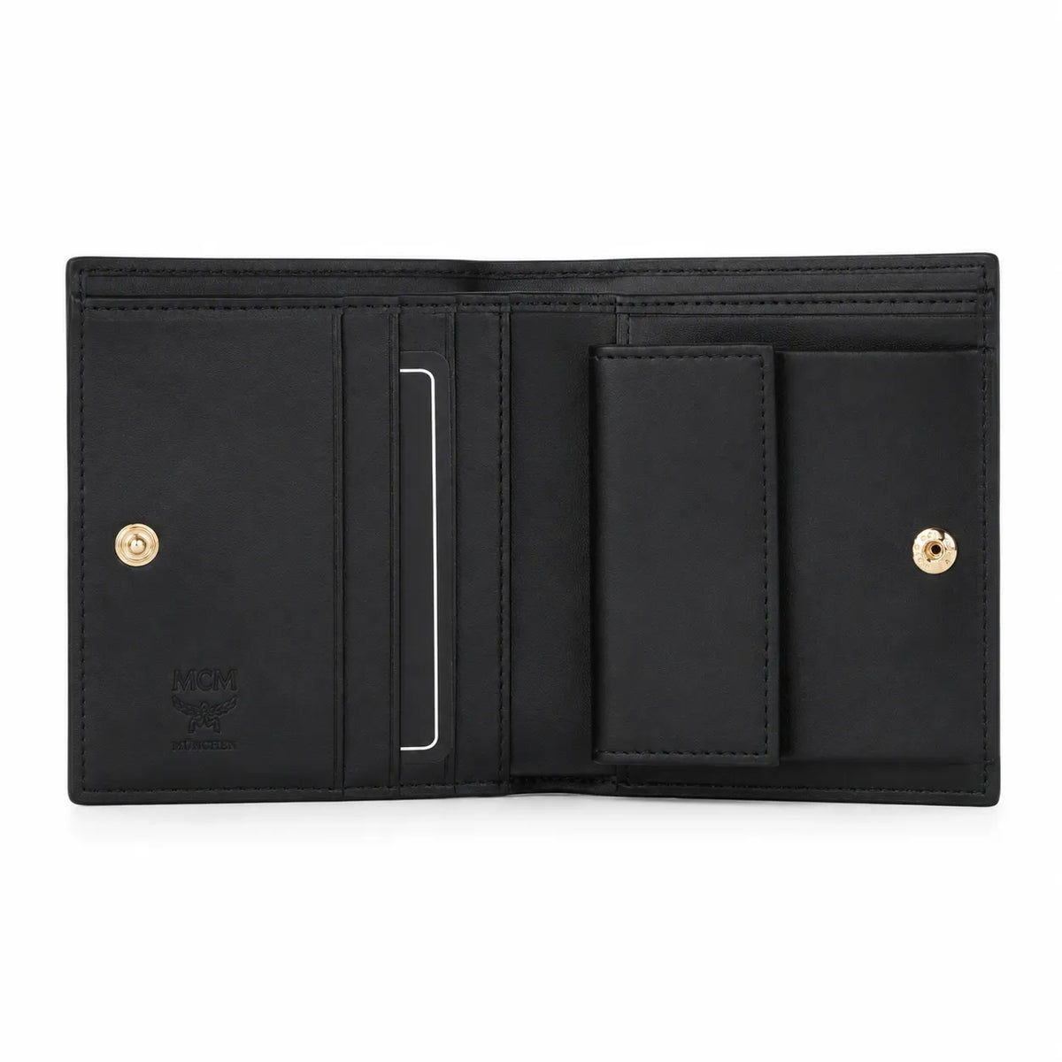 MCM Visetos Classic Bifold Wallet | Slim Leather Folding Wallet in Black — Designer Monogram Card Holder for Men & Women
