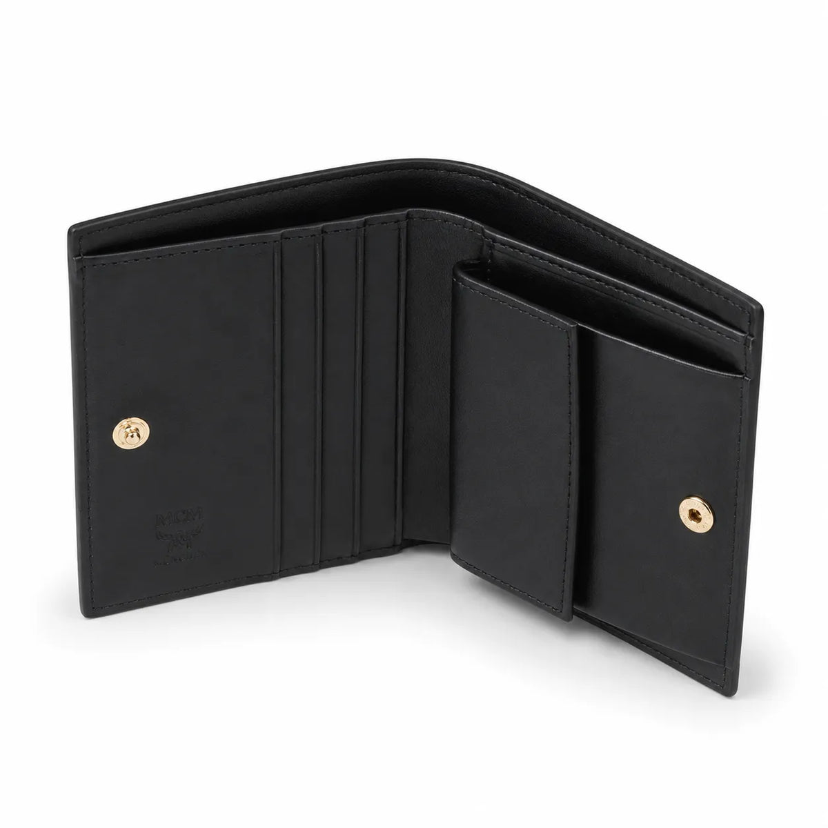 MCM Visetos Classic Bifold Wallet | Slim Leather Folding Wallet in Black — Designer Monogram Card Holder for Men & Women