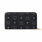 MCM Visetos Classic Zip-Around Long Wallet | Large Leather Wallet in Black — Designer Monogram Purse & Card Organizer for Women