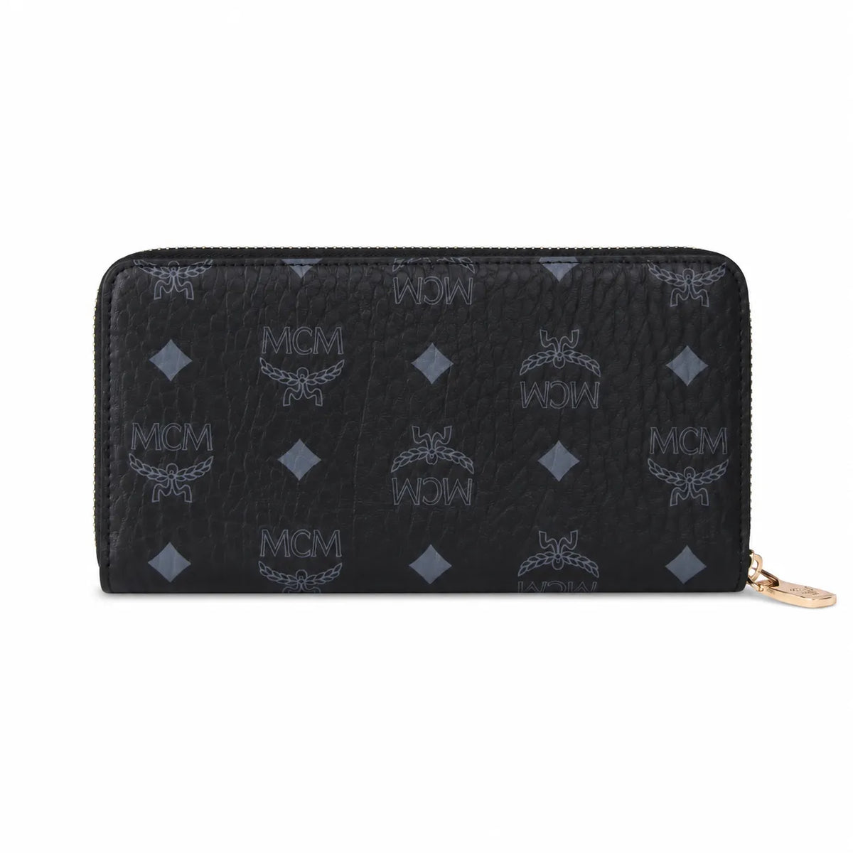 MCM Visetos Classic Zip-Around Long Wallet | Large Leather Wallet in Black — Designer Monogram Purse & Card Organizer for Women