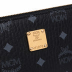 MCM Visetos Classic Zip-Around Long Wallet | Large Leather Wallet in Black — Designer Monogram Purse & Card Organizer for Women