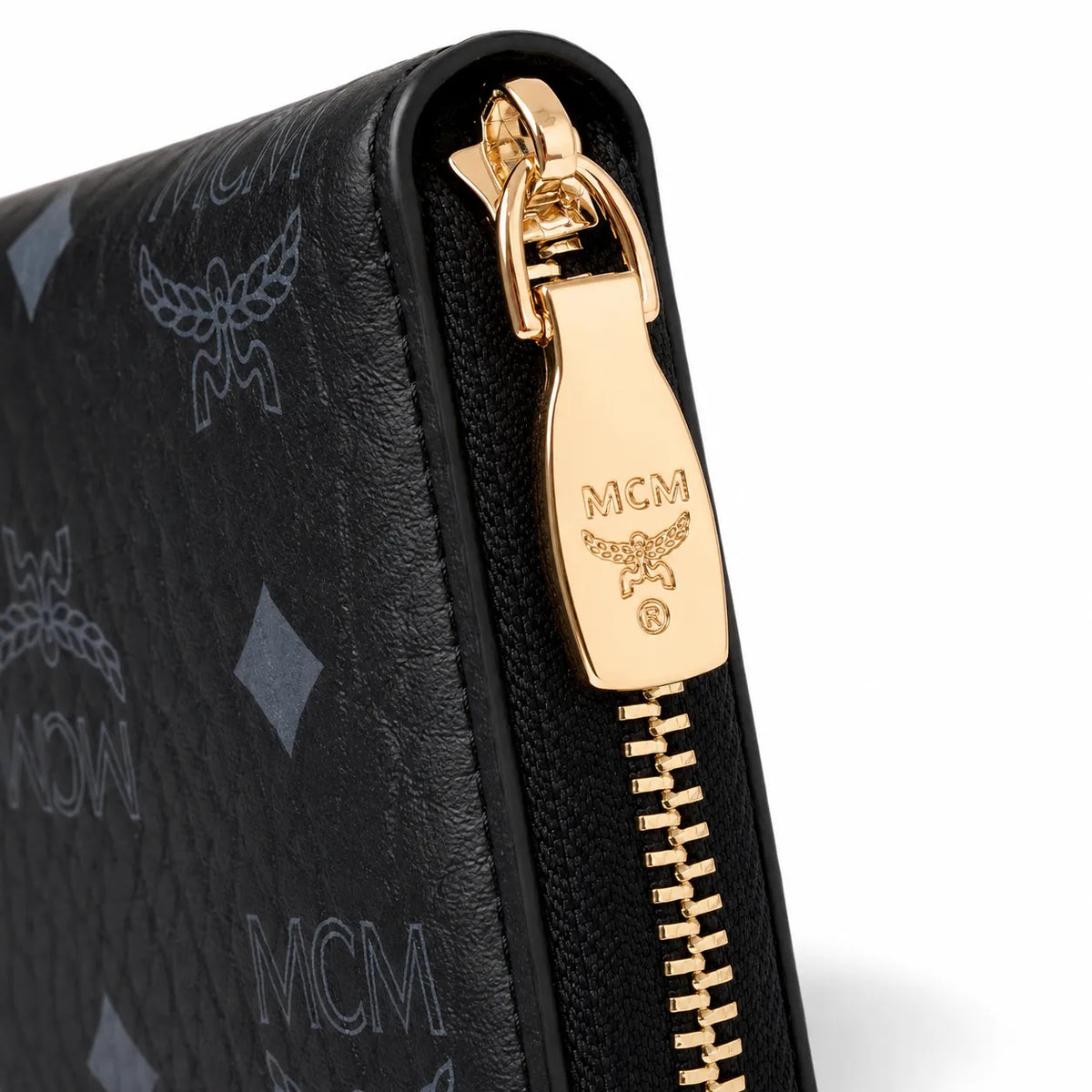 MCM Visetos Classic Zip-Around Long Wallet | Large Leather Wallet in Black — Designer Monogram Purse & Card Organizer for Women