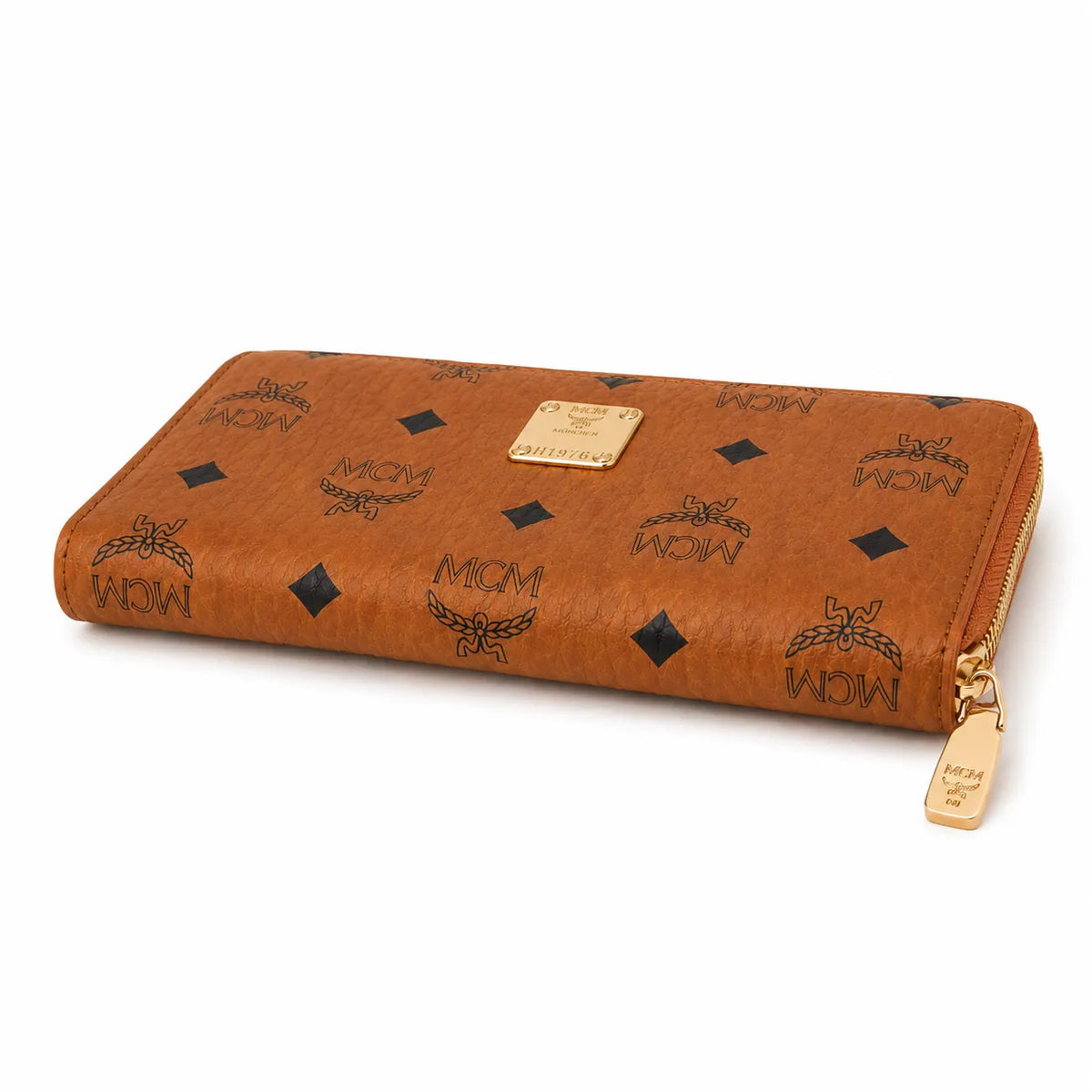 MCM Visetos Classic Zip-Around Long Wallet | Large Leather Wallet in Cognac — Designer Monogram Purse & Card Organizer for Women