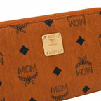 MCM Visetos Classic Zip-Around Long Wallet | Large Leather Wallet in Cognac — Designer Monogram Purse & Card Organizer for Women
