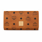 MCM Visetos Classic Trifold Long Wallet | Flap Leather Wallet in Cognac — Designer Monogram Purse & Card Organizer for Women