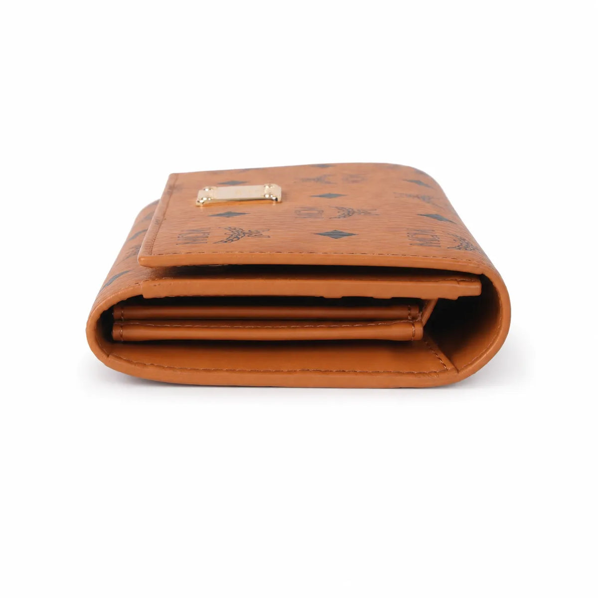 MCM Visetos Classic Trifold Long Wallet | Flap Leather Wallet in Cognac — Designer Monogram Purse & Card Organizer for Women