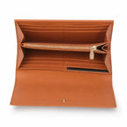 MCM Visetos Classic Trifold Long Wallet | Flap Leather Wallet in Cognac — Designer Monogram Purse & Card Organizer for Women