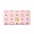 MCM Visetos Classic Trifold Long Wallet | Flap Leather Wallet in Pink — Designer Monogram Purse & Card Organizer for Women