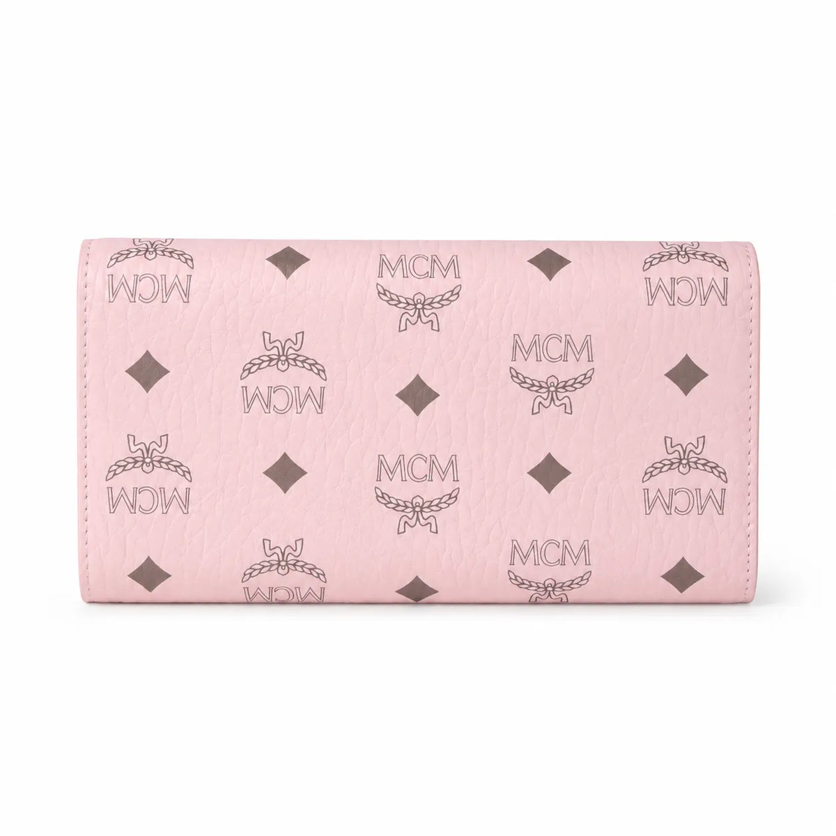 MCM Visetos Classic Trifold Long Wallet | Flap Leather Wallet in Pink — Designer Monogram Purse & Card Organizer for Women