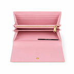 MCM Visetos Classic Trifold Long Wallet | Flap Leather Wallet in Pink — Designer Monogram Purse & Card Organizer for Women