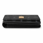 MCM Visetos Classic Trifold Long Wallet | Flap Leather Wallet in Black — Designer Monogram Purse & Card Organizer for Women