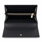 MCM Visetos Classic Trifold Long Wallet | Flap Leather Wallet in Black — Designer Monogram Purse & Card Organizer for Women