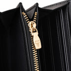 MCM Visetos Classic Trifold Long Wallet | Flap Leather Wallet in Black — Designer Monogram Purse & Card Organizer for Women