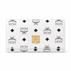 MCM Visetos Classic Trifold Long Wallet | Flap Leather Wallet in White — Designer Monogram Purse & Card Organizer for Women