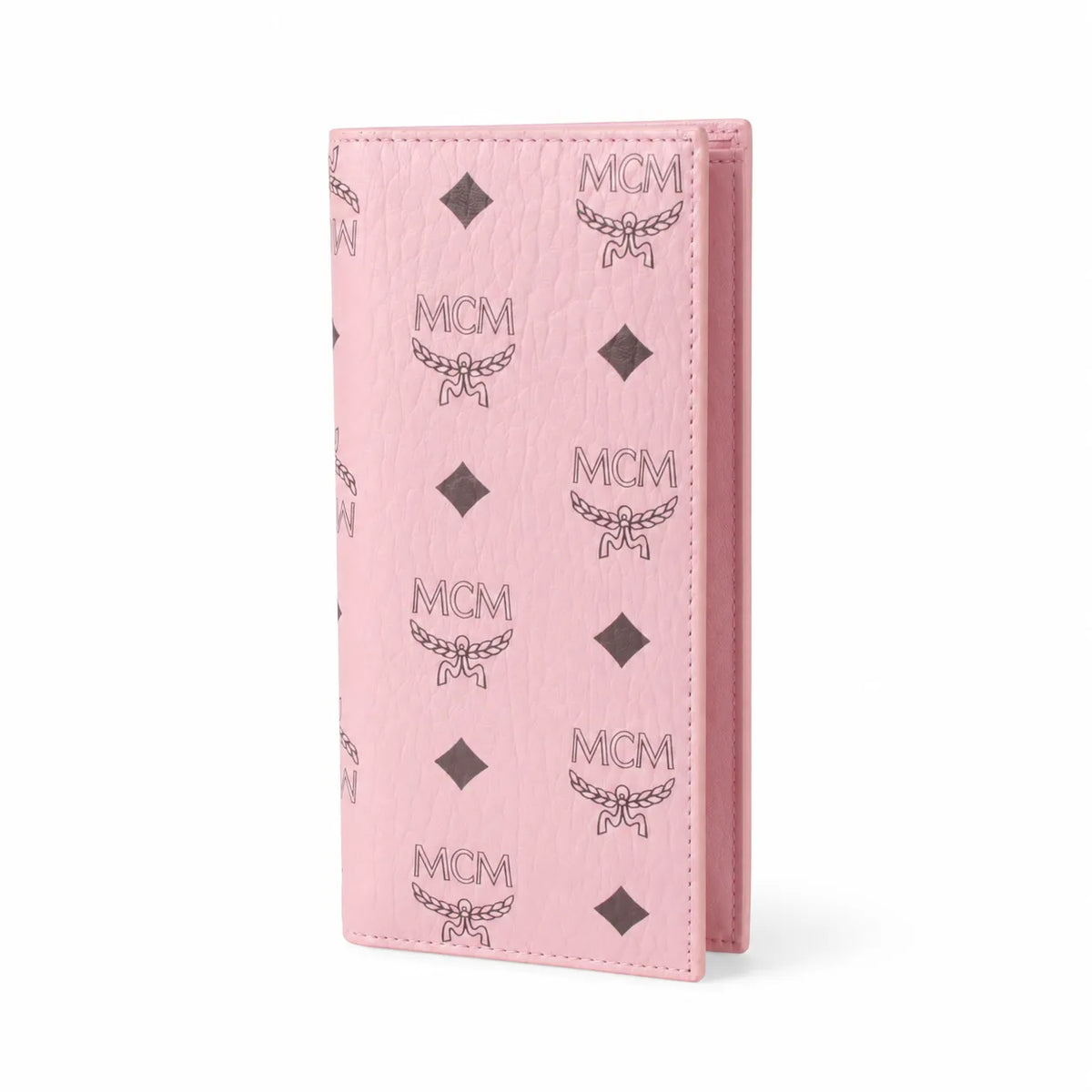 MCM Visetos Classic Trifold Long Wallet | Flap Leather Wallet in Pink — Designer Monogram Purse & Card Organizer for Women
