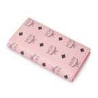 MCM Visetos Classic Trifold Long Wallet | Flap Leather Wallet in Pink — Designer Monogram Purse & Card Organizer for Women