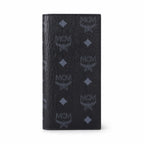 MCM Visetos Classic Trifold Long Wallet | Flap Leather Wallet in Black — Designer Monogram Purse & Card Organizer for Women