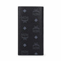 MCM Visetos Classic Trifold Long Wallet | Flap Leather Wallet in Black — Designer Monogram Purse & Card Organizer for Women