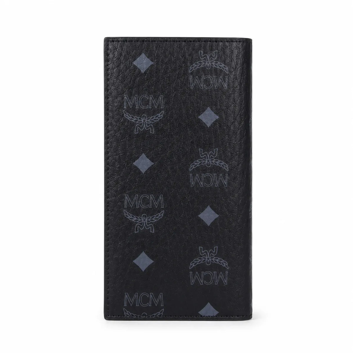 MCM Visetos Classic Trifold Long Wallet | Flap Leather Wallet in Black — Designer Monogram Purse & Card Organizer for Women