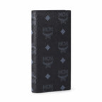 MCM Visetos Classic Trifold Long Wallet | Flap Leather Wallet in Black — Designer Monogram Purse & Card Organizer for Women