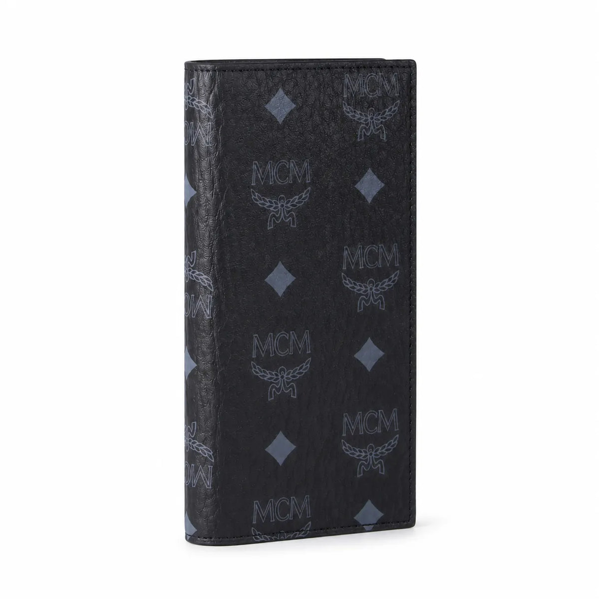 MCM Visetos Classic Trifold Long Wallet | Flap Leather Wallet in Black — Designer Monogram Purse & Card Organizer for Women