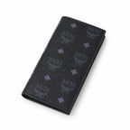 MCM Visetos Classic Trifold Long Wallet | Flap Leather Wallet in Black — Designer Monogram Purse & Card Organizer for Women