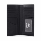 MCM Visetos Classic Trifold Long Wallet | Flap Leather Wallet in Black — Designer Monogram Purse & Card Organizer for Women