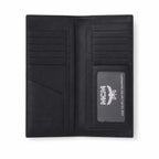MCM Visetos Classic Trifold Long Wallet | Flap Leather Wallet in Black — Designer Monogram Purse & Card Organizer for Women