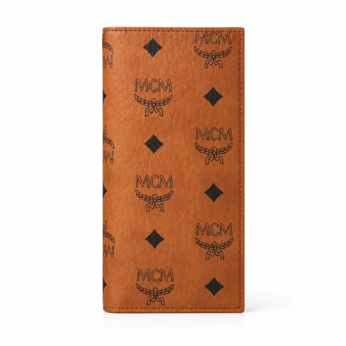MCM Visetos Classic Trifold Long Wallet | Flap Leather Wallet in Cognac — Designer Monogram Purse & Card Organizer for Women