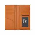 MCM Visetos Classic Trifold Long Wallet | Flap Leather Wallet in Cognac — Designer Monogram Purse & Card Organizer for Women