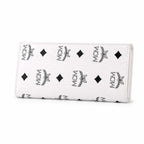 MCM Visetos Classic Trifold Long Wallet | Flap Leather Wallet in White — Designer Monogram Purse & Card Organizer for Women