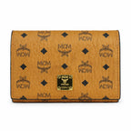 MCM Visetos Classic Bifold Wallet | Small Leather Flap Purse in Cognac — Designer Monogram Short Wallet & Card Organizer for Women