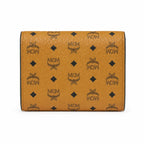 MCM Visetos Classic Bifold Wallet | Small Leather Flap Purse in Cognac — Designer Monogram Short Wallet & Card Organizer for Women