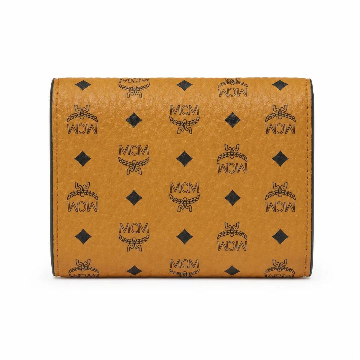 MCM Visetos Classic Bifold Wallet | Small Leather Flap Purse in Cognac — Designer Monogram Short Wallet & Card Organizer for Women