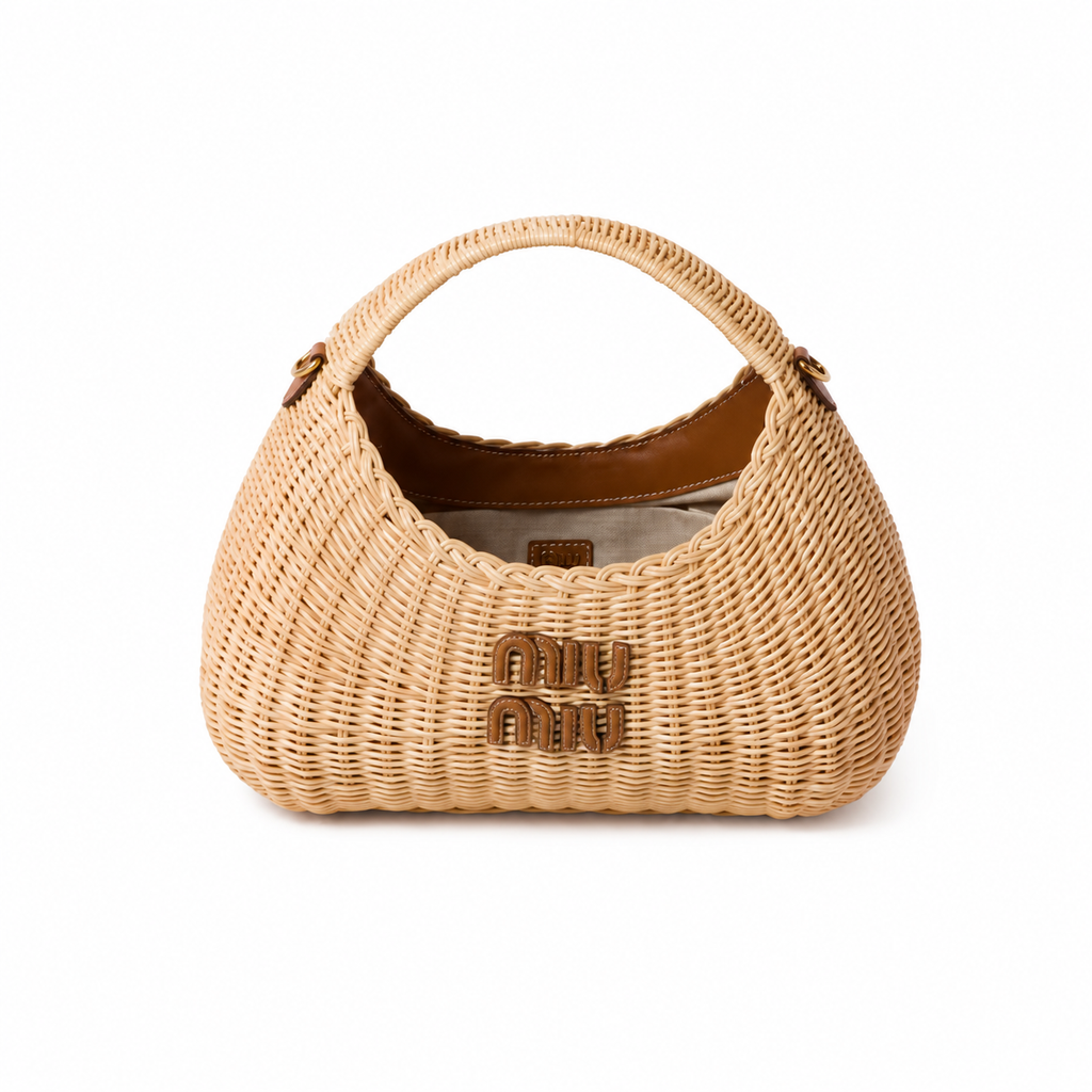 Miu Miu Wander Woven Hobo Bag