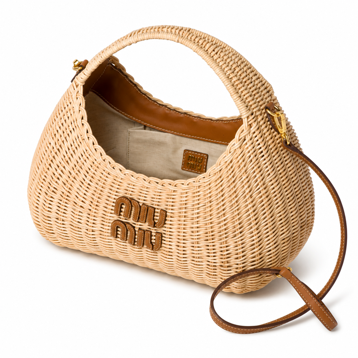 Miu Miu Wander Woven Hobo Bag