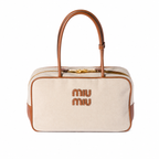 Miu Miu Beau Canvas and Leather Tote Bag